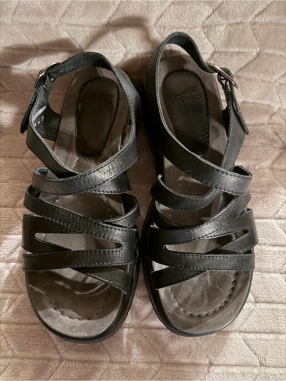 Dansko Sandals Y2K Retro Black Leather Chunky Strappy Comfort 37 EU 6.5-7 US